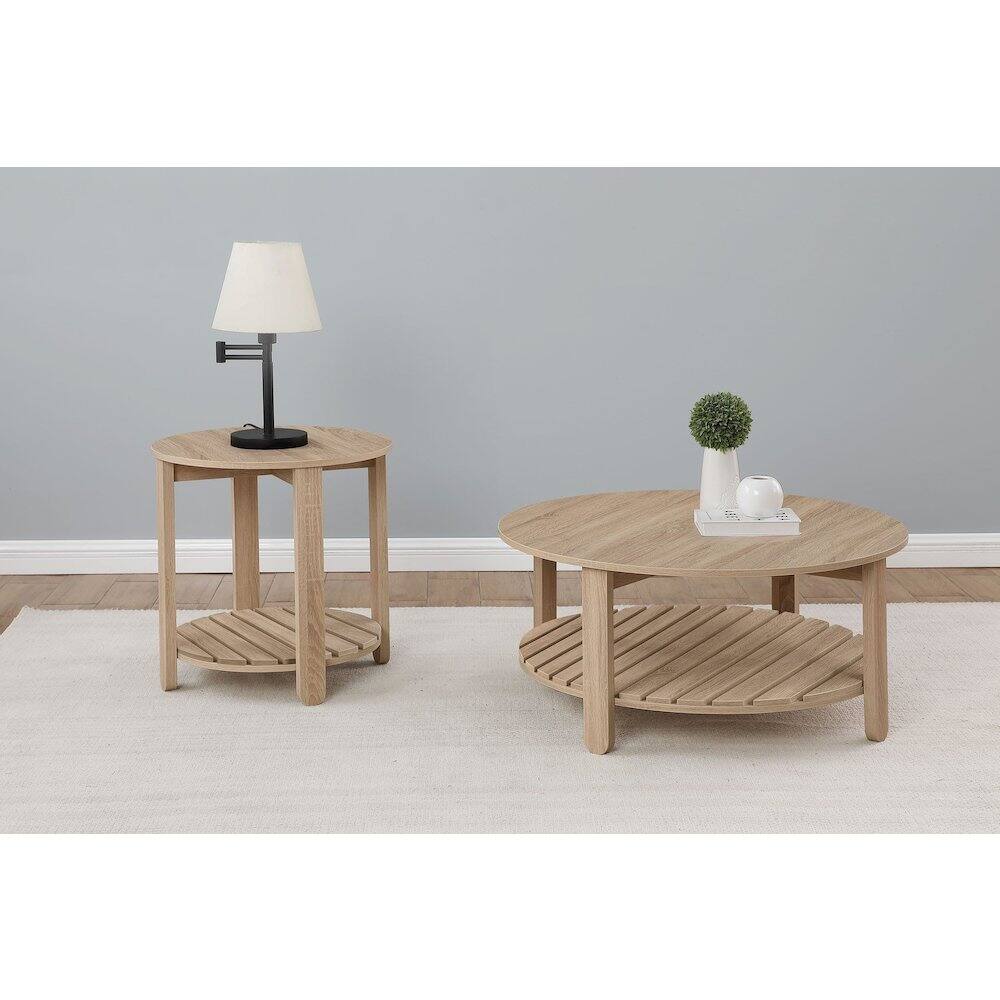 Angle. Coaster Co. of America - Fowler 2-piece Round Coffee and End Table Set Natural - Natural.