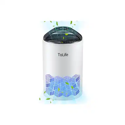 Front. Tolife - TZ-K1 Compact HEPA Air Purifier with 360-Degree Intake Timer and Sleep Mode - White.