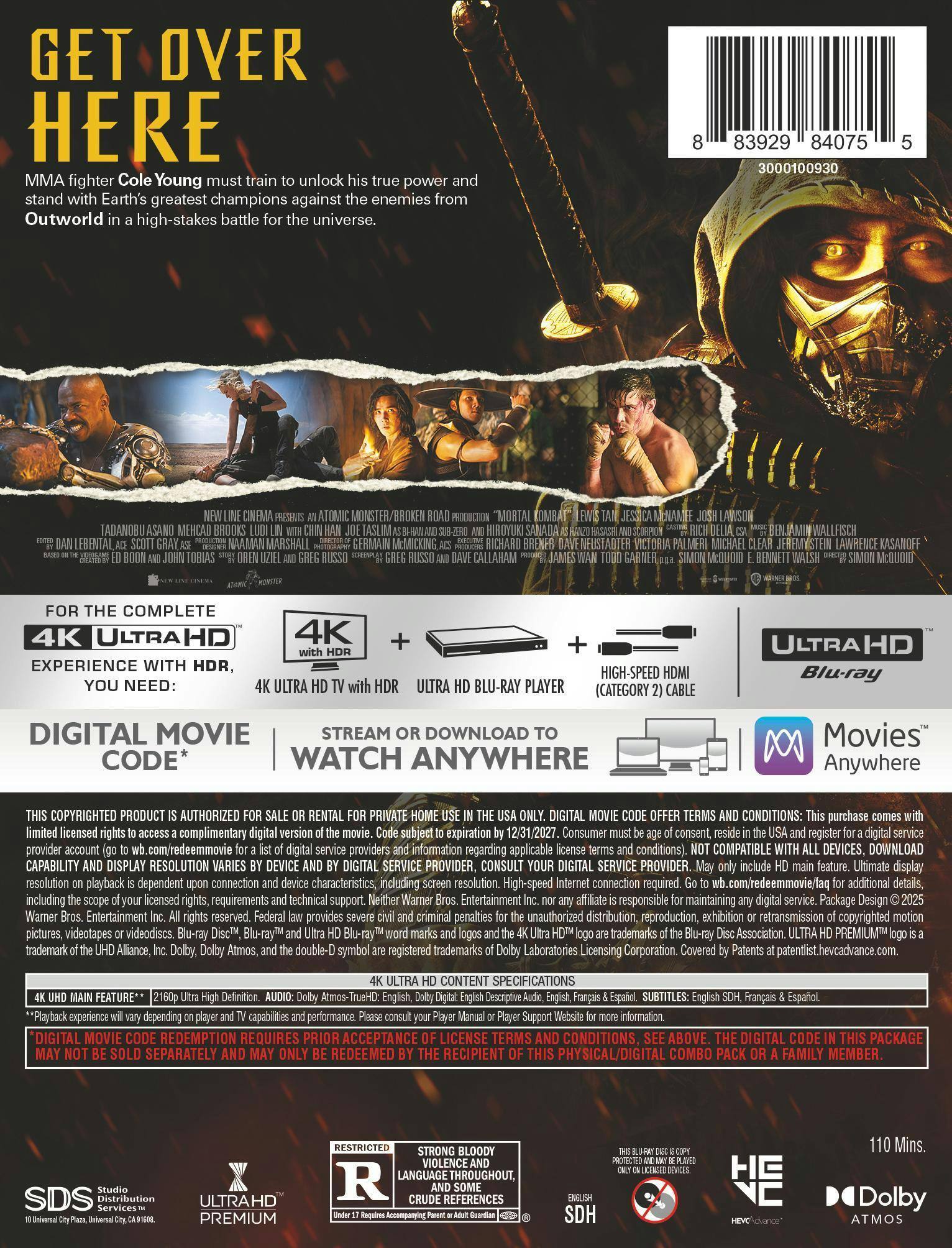 Back. Mortal Kombat (Steelbook)   - 4K Blu-Ray.