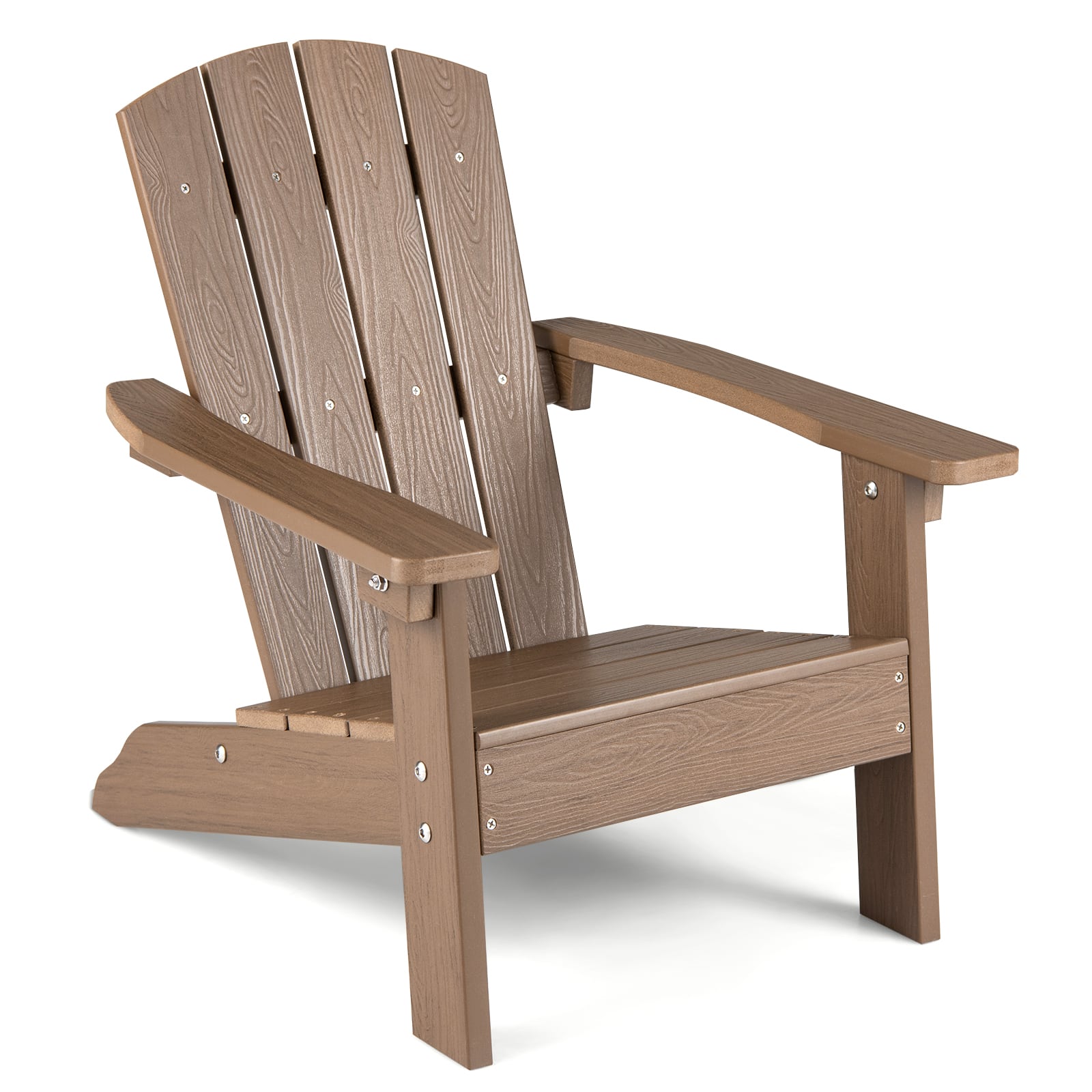 Front. Costway - Costway Kids Adirondack Chair with High Backrest Armrests Fire Pit Chair for Kids Ages 3-8 - Brown.