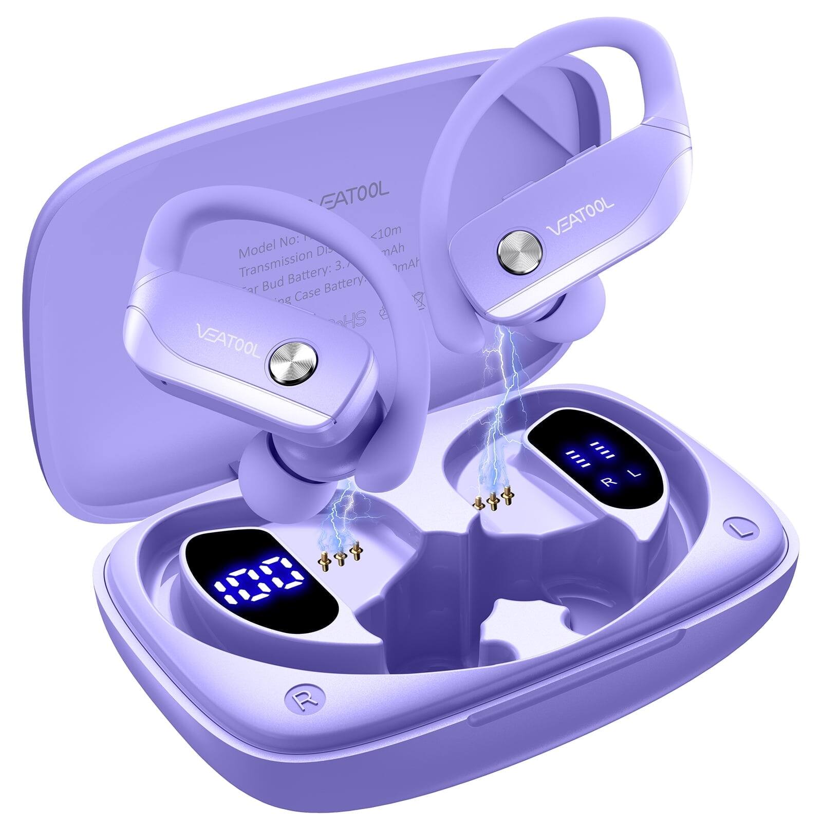VEATOOL  
Model No: <10m  
Transmission Distance: <10m  
Ear Bud Battery: 3.7V 3.7mAh  
Charging Case Battery: 3.7V 3.7mAh