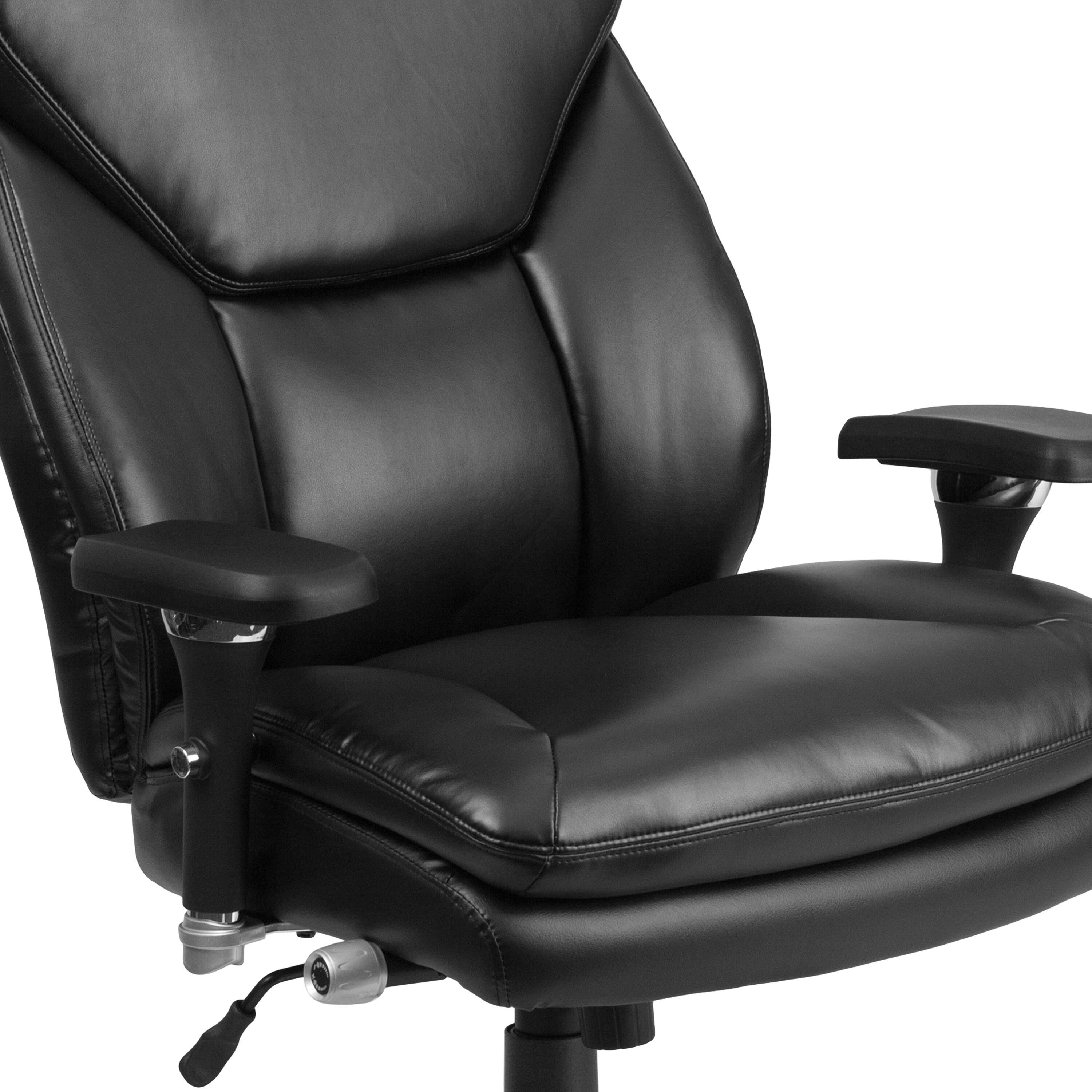 Alt View 8. Emma + Oliver - 24/7 400 lb. Big & Tall High Back Swivel Ergonomic Office Chair with Lumbar Knob - Black LeatherSoft.
