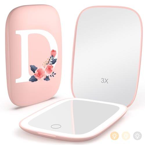 Front. Pacoar Cade - Personalized Gifts For Women Rechargeable Travel Mirror With Color Lights And Auto off Feature /Mini Makeup Purse... - D.
