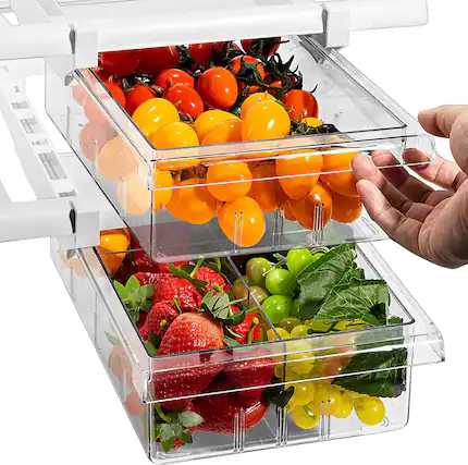 Front. Sorbus - Sorbus Pull Out Fridge Drawer, Attachable Deli Drawer, Clear Plastic Adjustable Refrigerator Storage Bin - Clear.