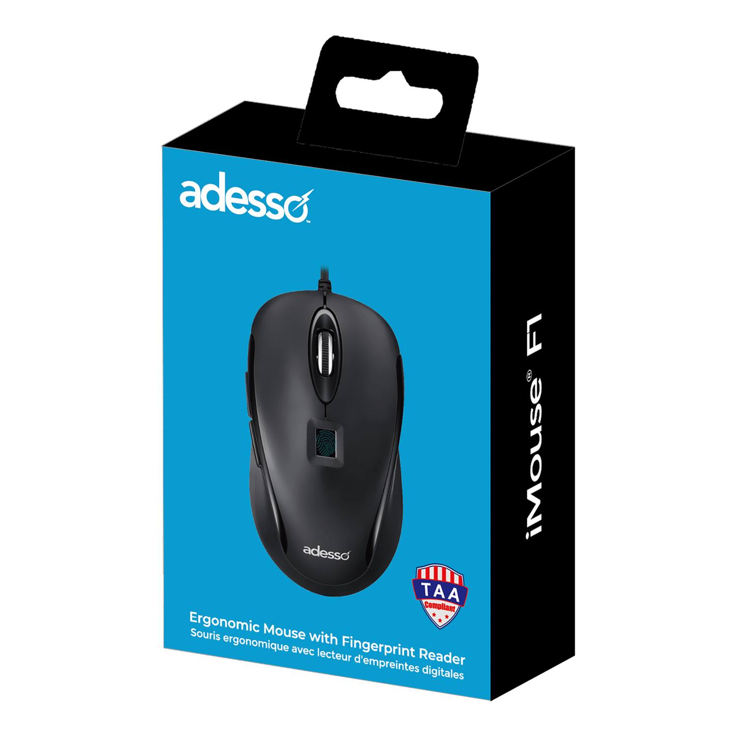 adesso TAA Compliant Ergonomic Mouse with Fingerprint Reader