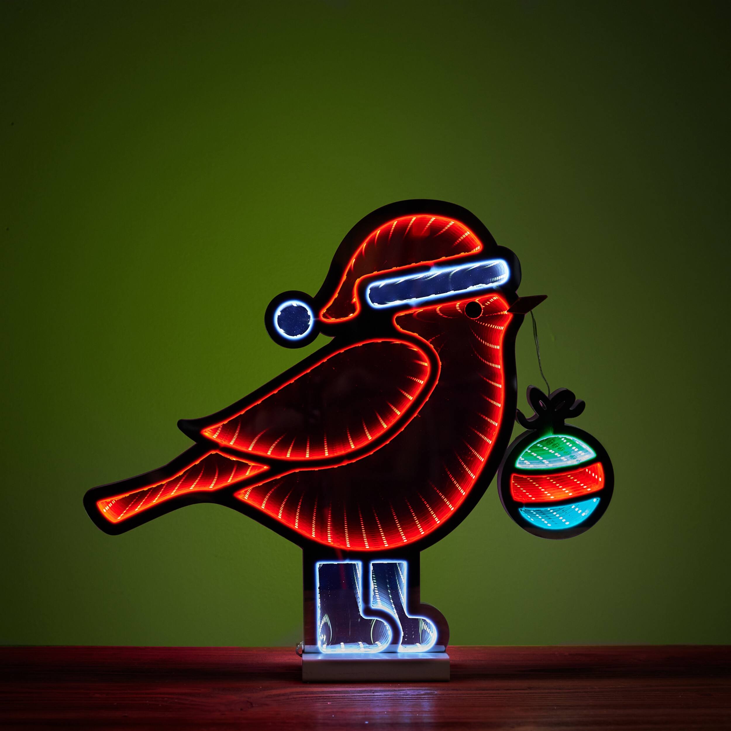 Angle. BreeBe - Holiday Cardinal Bird Ekkolight 15.75"H - Red, White, Green.