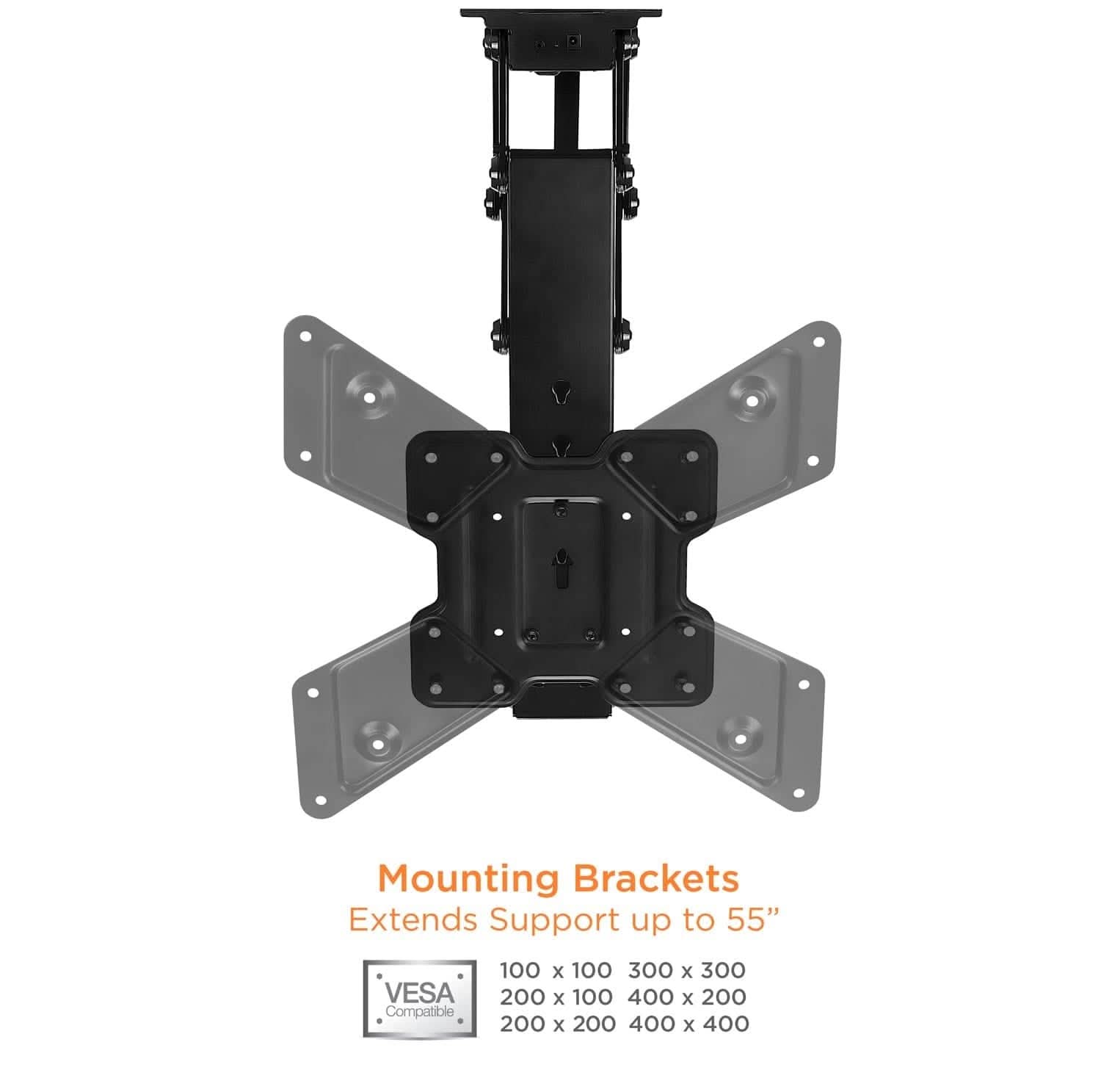 Mounting Brackets Extends Support up to 55"  
VESA Compatible  
100 x 100  
300 x 300  
200 x 100  
400 x 200  
200 x 200  
400 x 400