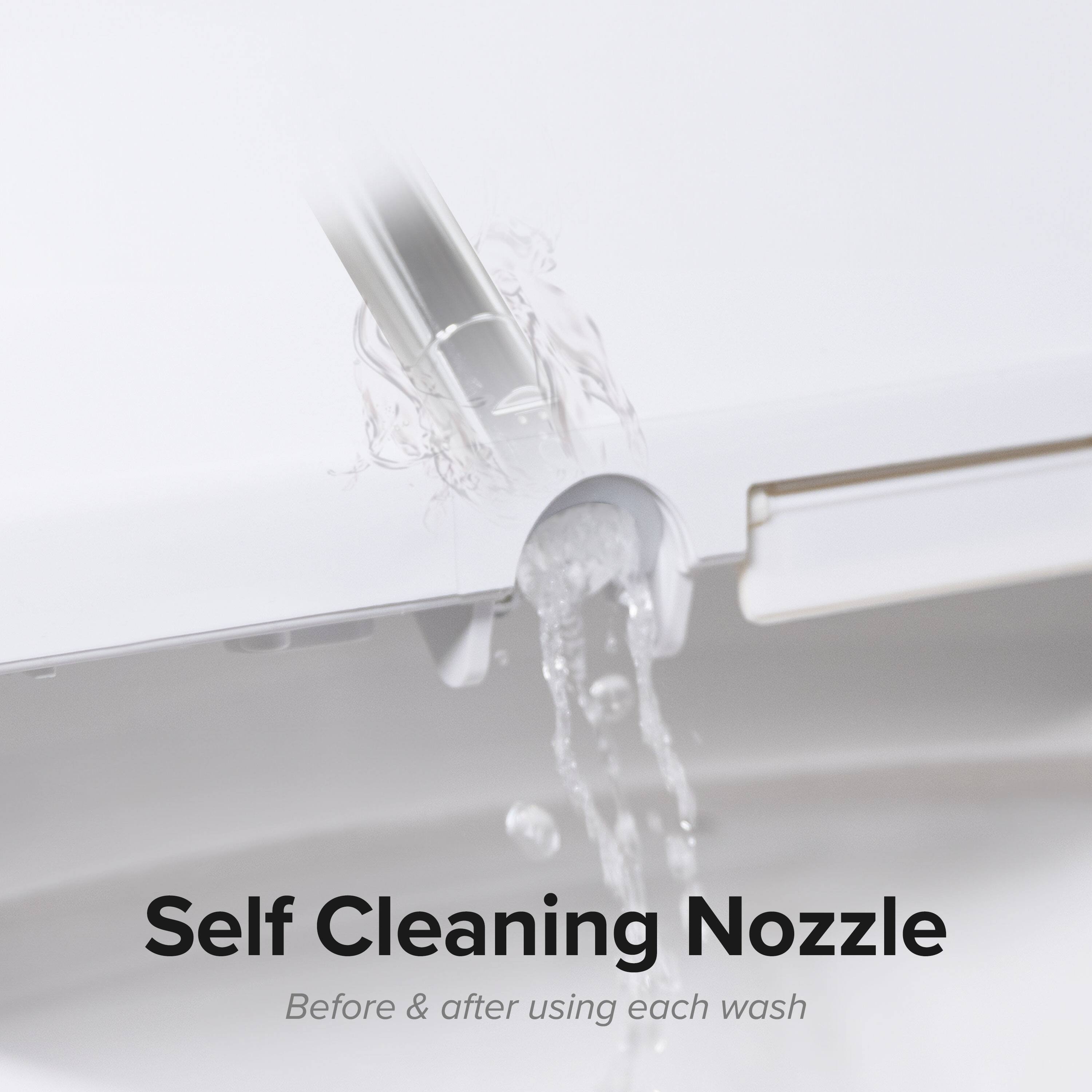 Self Cleaning Nozzle  
Before & after using each wash