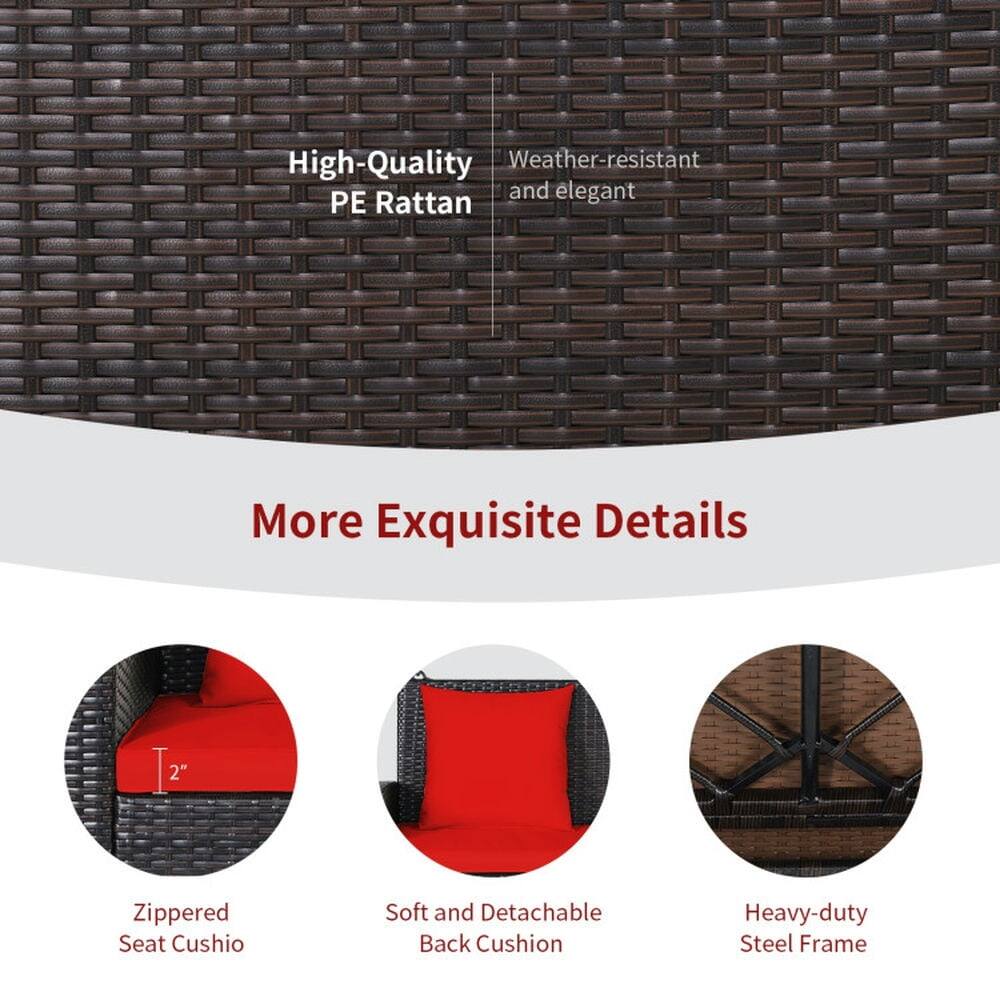 High-Quality Weather-resistant and elegant PE Rattan

More Exquisite Details

- Zippered Seat Cushion (2")
- Soft and Detachable Back Cushion
- Heavy-duty Steel Frame