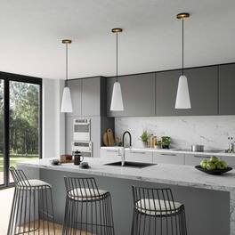 Beacon 1-Light Pendant Light by Modway - Opal Satin Brass
