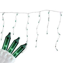 Northlight - Mini Icicle Christmas Lights - Incandescent - 3.5' White Wire - 100ct - Green