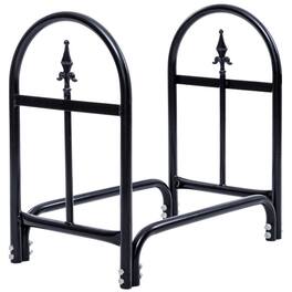 SlickBlue - Heavy Duty 2-Foot Steel Firewood Storage Rack for Outdoor Use - Black