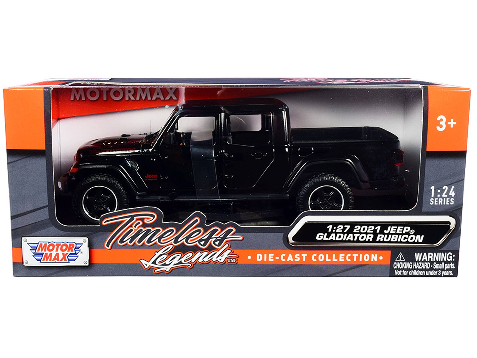 MOTORMAX 3+  
Jeep 0C  
1:24 SERIES  
Timeless Legends™  
1:27 2021 JEEP® GLADIATOR RUBICON  
MOTOR MAX Legends™ DIE-CAST COLLECTION  
WARNING: CHOKING HAZARD Small parts. Not for children under 3 years.