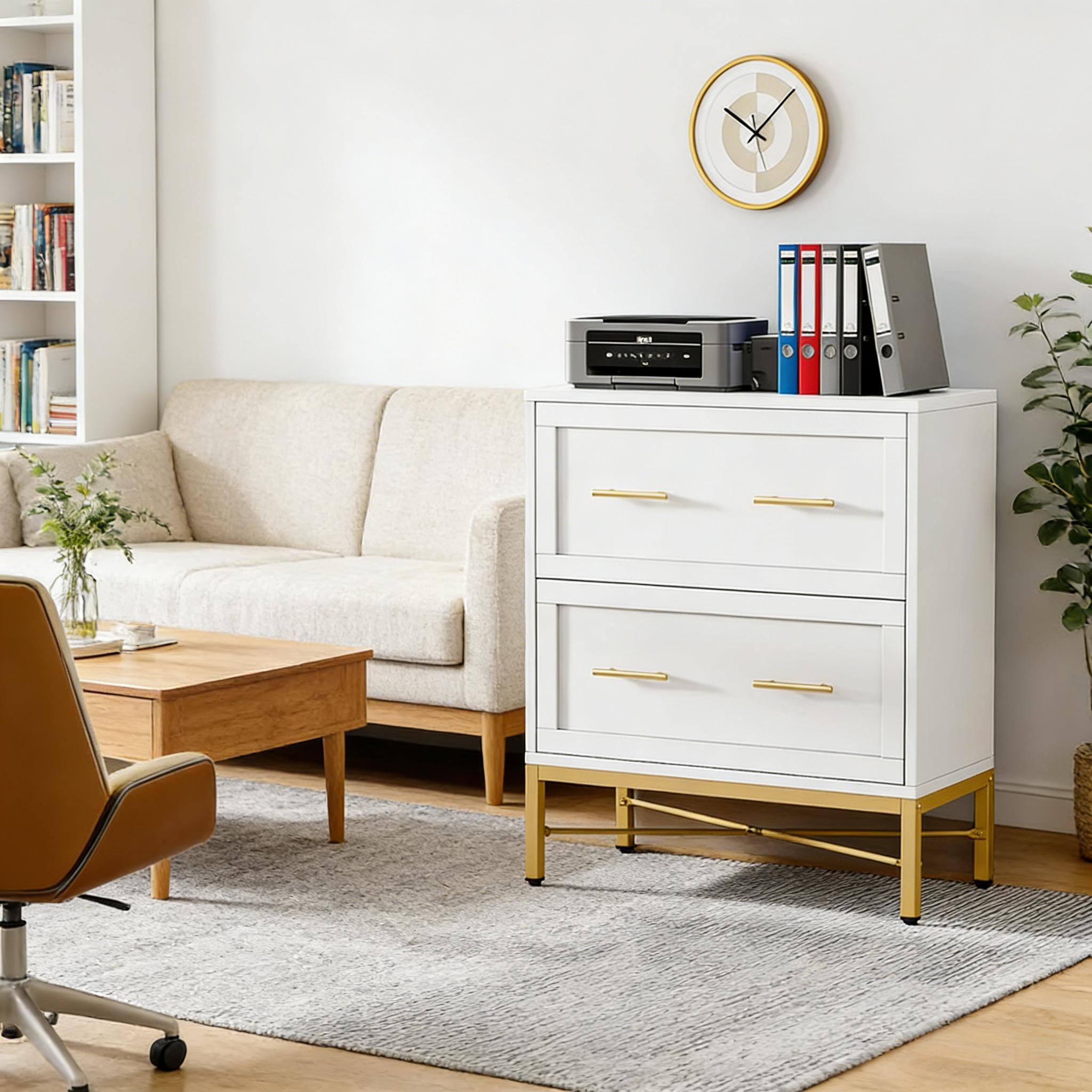 Front. Forest'nSky - Sleek File Storage Cabinet - Durable Metal Office Organizer with Locking Drawers,White.