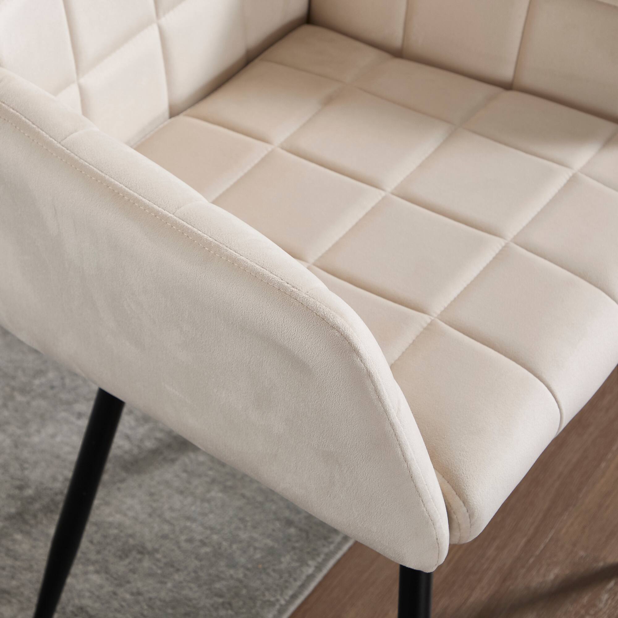 Alt View 5. Lirago - 23 Inch Velvet Dining Chairs Set of 2 Upholstered with Armrests Comfortable Seat Easy to Assemble and Clean - Cream.