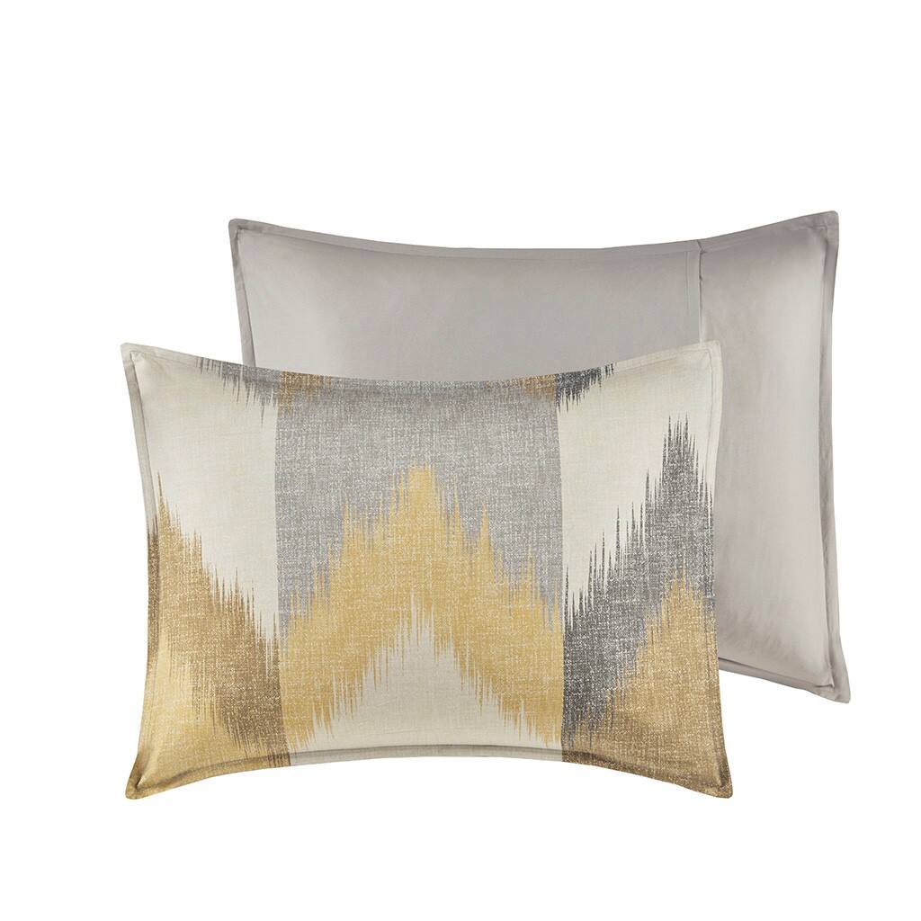 Alt View 4. Gracie Mills - Gracie Mills Heise 3-Piece Modern Ikat Chevron Duvet Cover Set - Yellow.