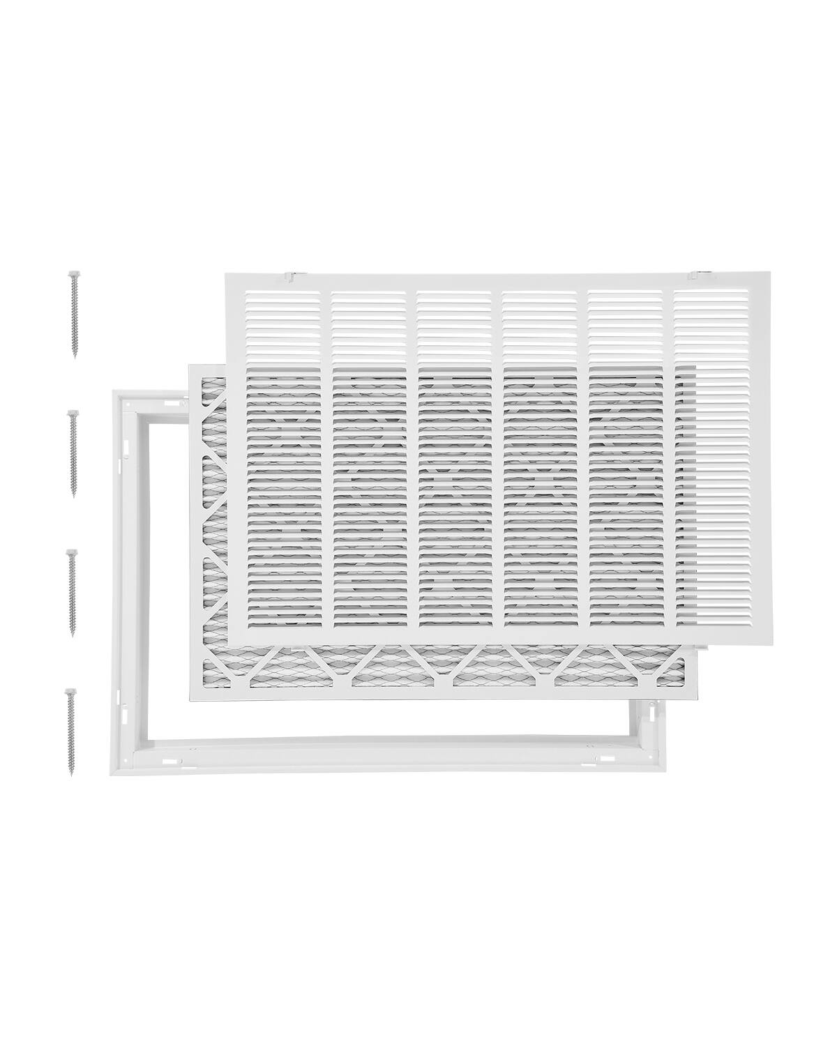 VEVOR - Return Air Filter Grille, Fits W30 x H20in Duct Opening Size, Filter Included, Return Air Vent Cover for Wall - White