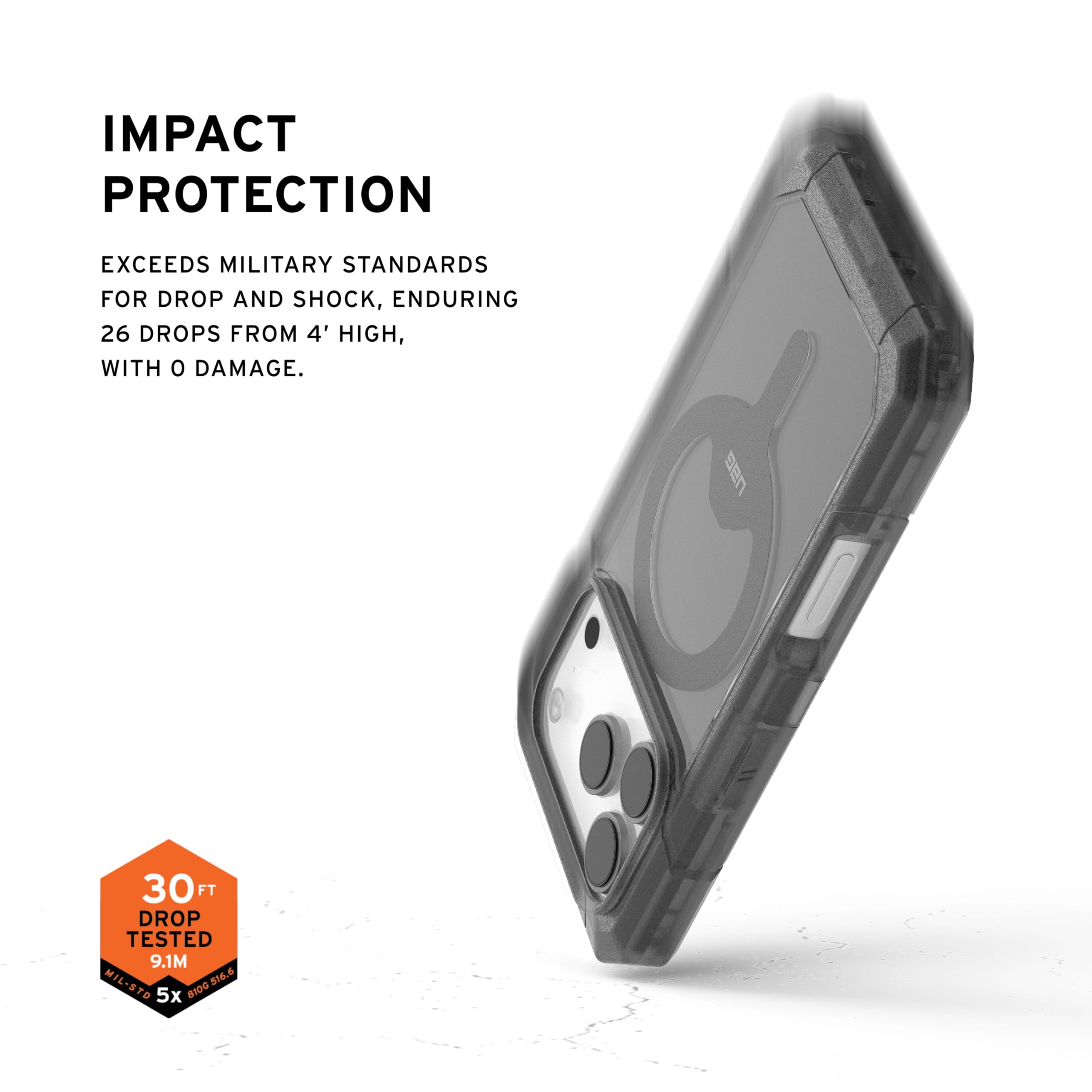IMPACT PROTECTION

EXCEEDS MILITARY STANDARDS FOR DROP AND SHOCK, ENDURING 26 DROPS FROM 4' HIGH, WITH 0 DAMAGE.

30 FT DROP TESTED 9.1M

MIL-STD-810G 5x