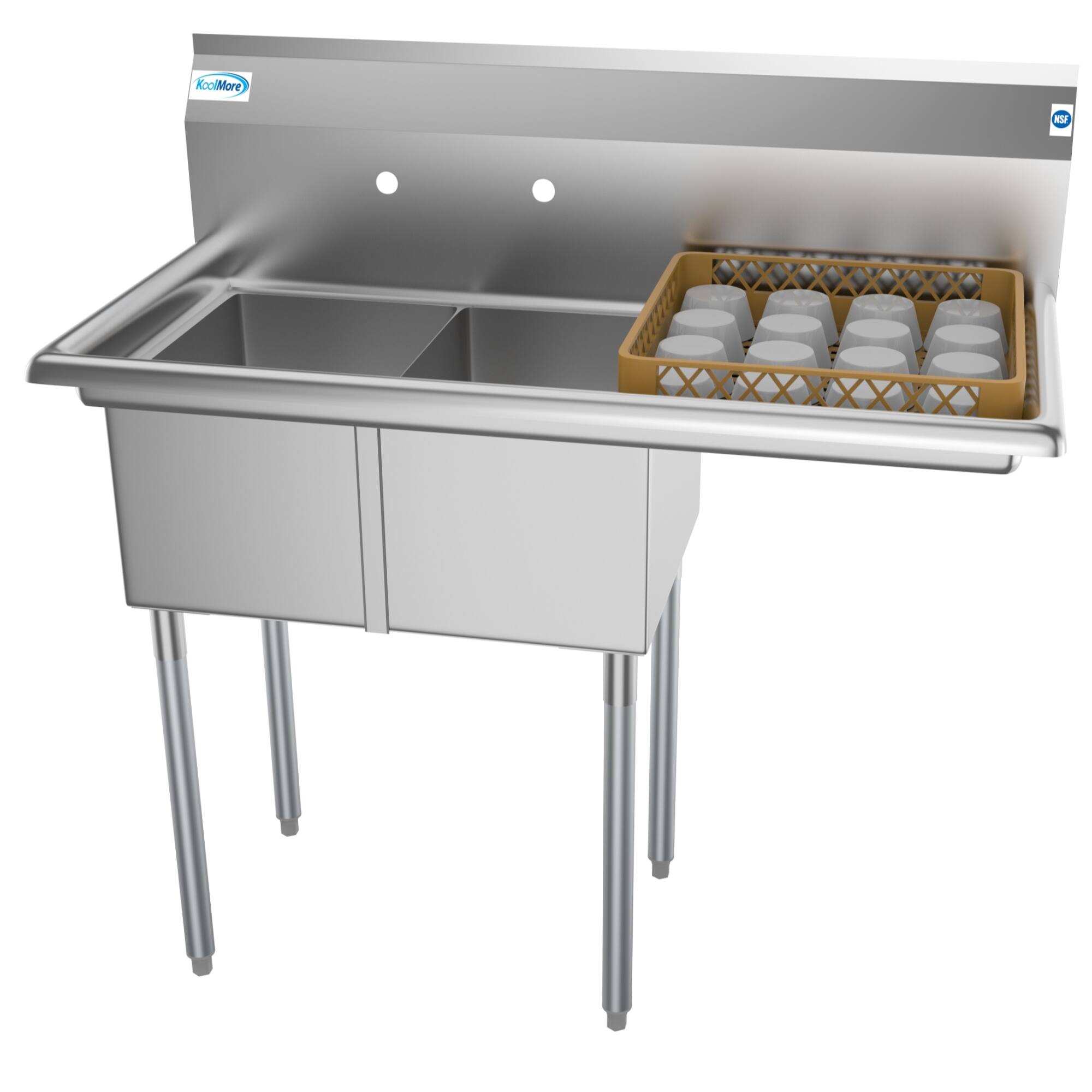"Koolmore - 43 in. Two Compartment Sink with Drainboard, Bowl Size 12""x 16""x 10"" SB121610-16R3 - Stainless Steel" price history on PriceWatchPro