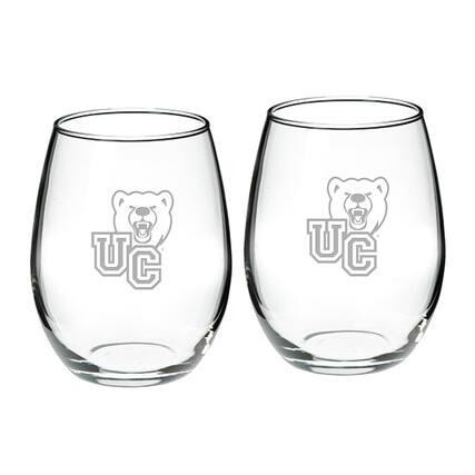 Front. Jardine - Ursinus Bears 21oz. 2-Piece Stemless Wine Glass Set - Multicolor.