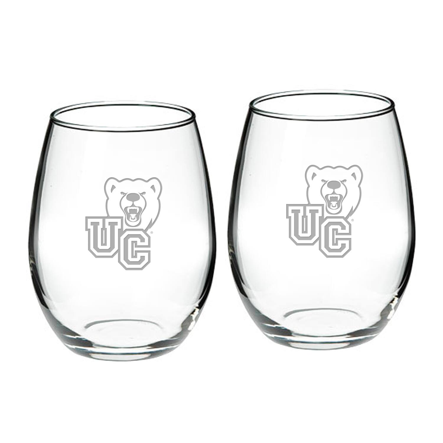 Front. Jardine - Ursinus Bears 21oz. 2-Piece Stemless Wine Glass Set - Multicolor.