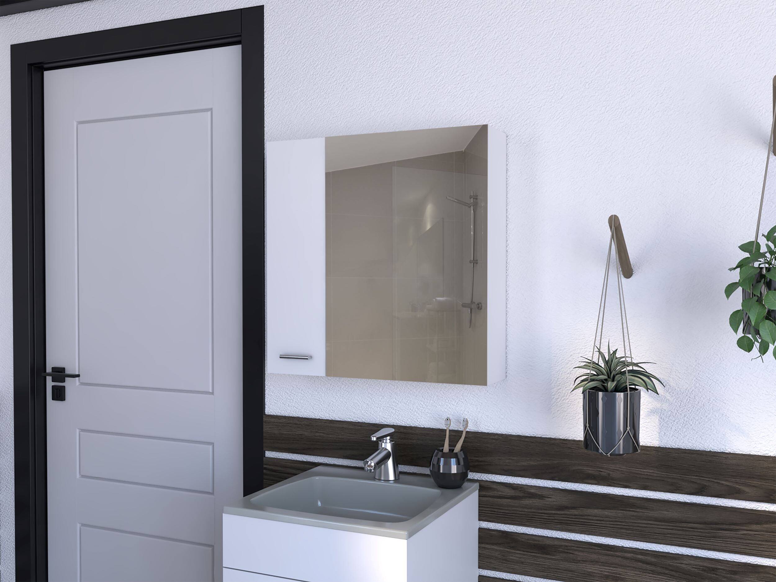 Angle. Treevol Furniture - Prague Medicine Cabinet ,Bathroom,White - White.