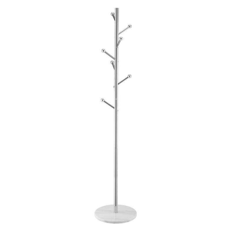 Angle. ALEXOUN - Freestanding Coat Rack with Stable Marble Base & 8 Hooks-14.6" x 14.6" x 68.11" Dimensions,40 lbs / 18 kg Load Capacity - White.