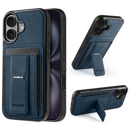 Dteck - Slim Card Holder Case for Apple iPhone 17, Shockproof Wallet Protective Cover with Kickstand - Blue