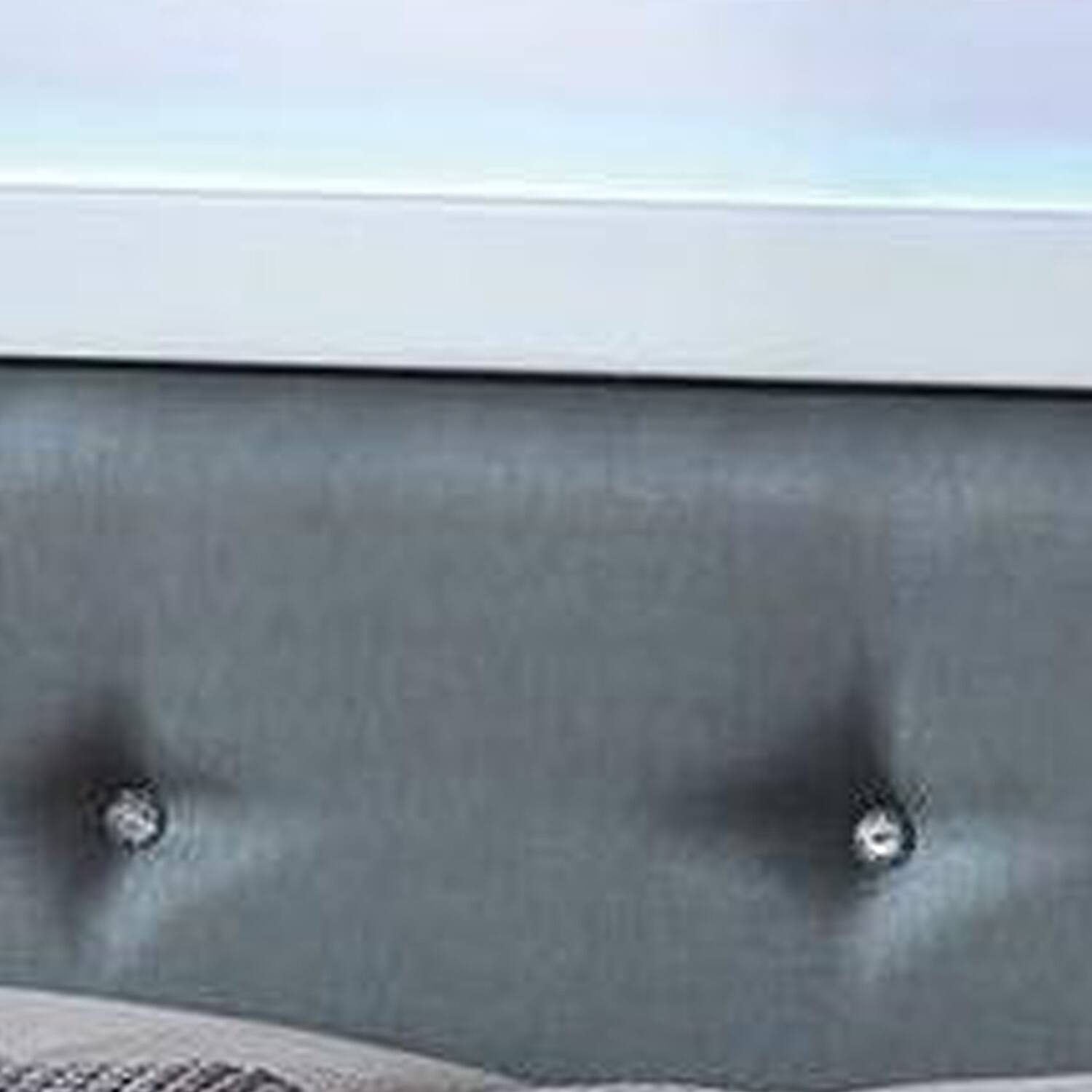 Alt View 2. Manhattan Lane - Wooden Eastern King Bed with Leatherette Headboard, White and Black - White and Black.
