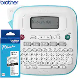 PTN20 P-Touch Personal Desktop Label Maker & Brother P-touch Btag Label Tape BTAG3M01 Bundle - White