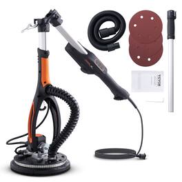 VEVOR - Drywall Sander, 800W Brushless Motor Electric Sander, Variable Speed 1000-2300 RPM Wall Sander, Foldable Ceiling Sander - Orange;Black