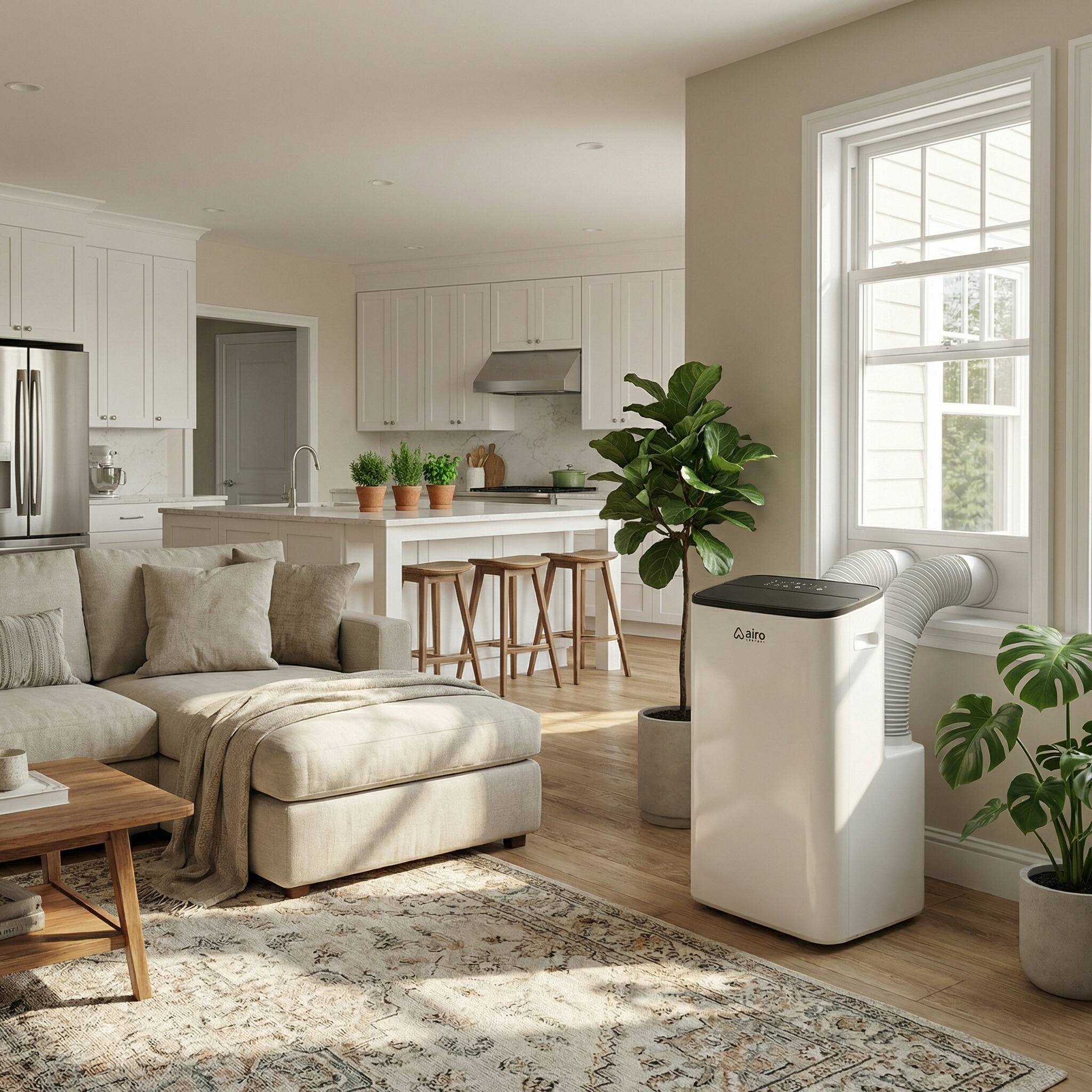 Angle. Airo Comfort - 16000 BTU Portable Air Conditioner A/C with Dehumidifier and Remote DIY Window Kit.