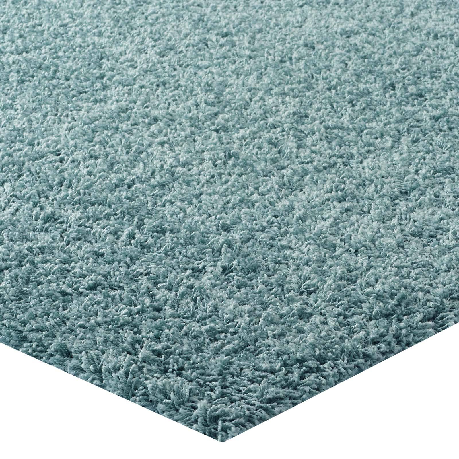 Alt View 2. Modway - Enyssa Solid Shag Area Rug - Aqua Blue and Ivory.