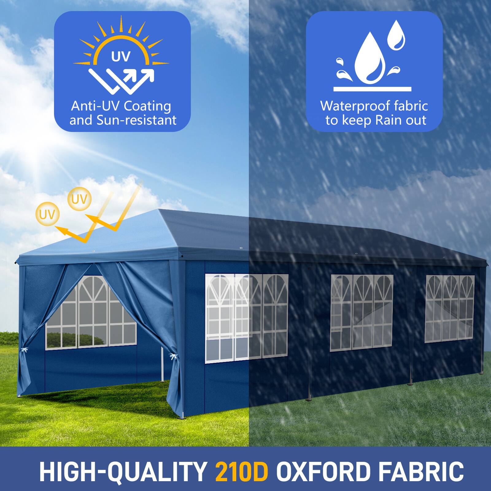 UV Anti-UV Coating and Sun-resistant Waterproof fabric to keep Rain out

HIGH-QUALITY 210D OXFORD FABRIC