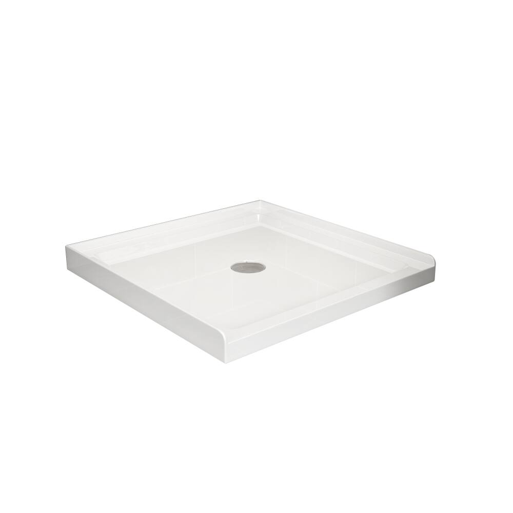 Back. JUJABU - 36x36 in Shower Base, Centered Drain Single-Threshold Shower Pan, White - White.