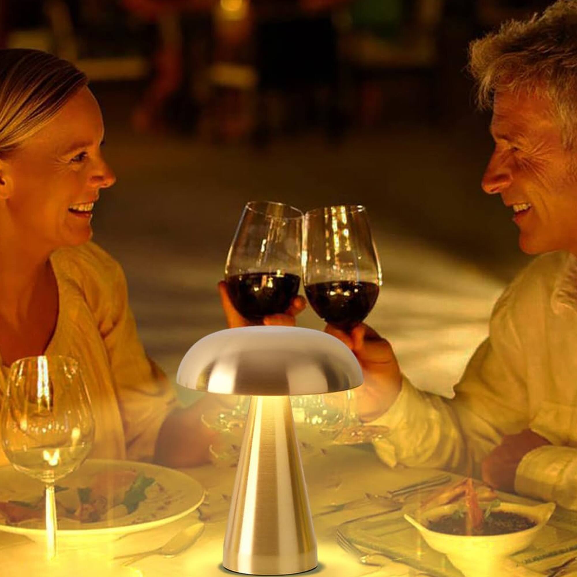 Alt View 5. YONWAY - LED Mushroom Table Lamp, 3-Color Touch Control Rechargeable Light for Bedroom, Dining Room and Study Room.