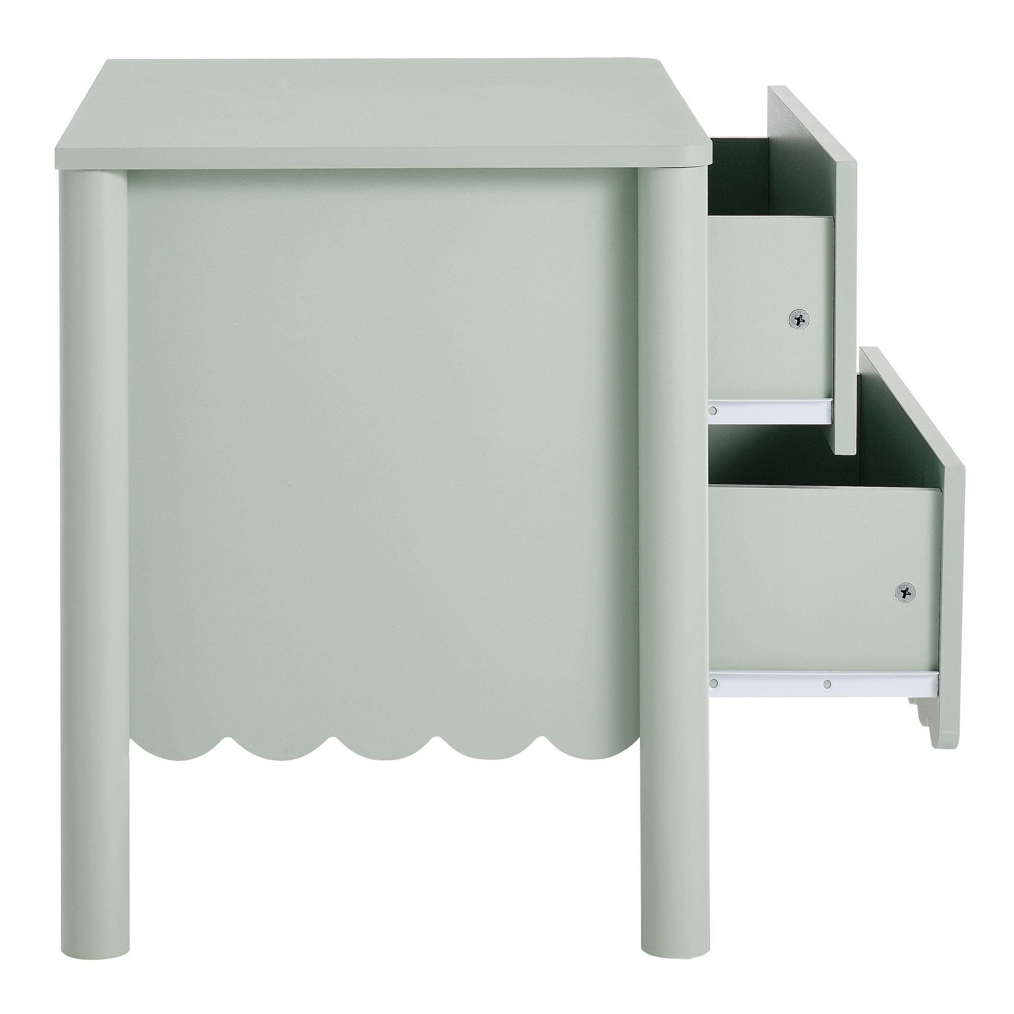 Alt View 4. Modway - Emmeline Scalloped 2-Drawer Nightstand by Modway - Sage.