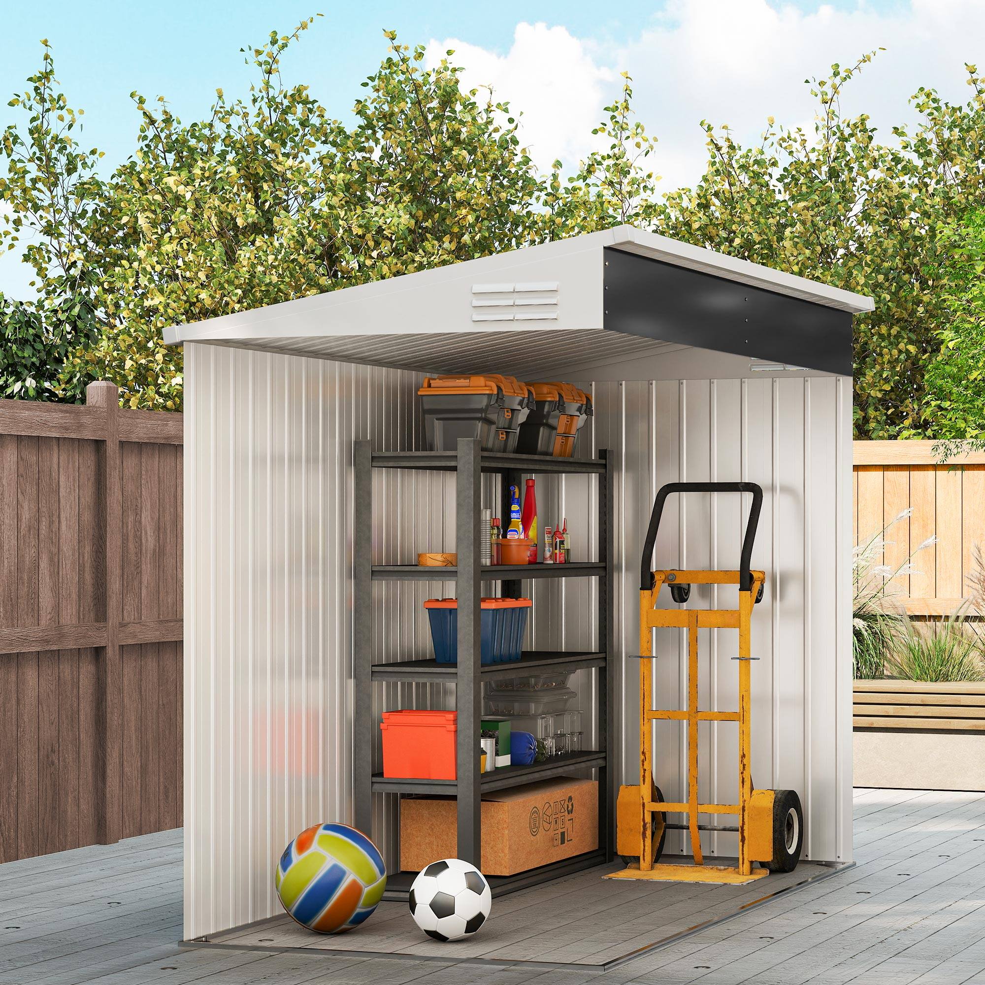 Alt View 8. Outsunny - x 7.7' Lean to Garden Storage Shed.
