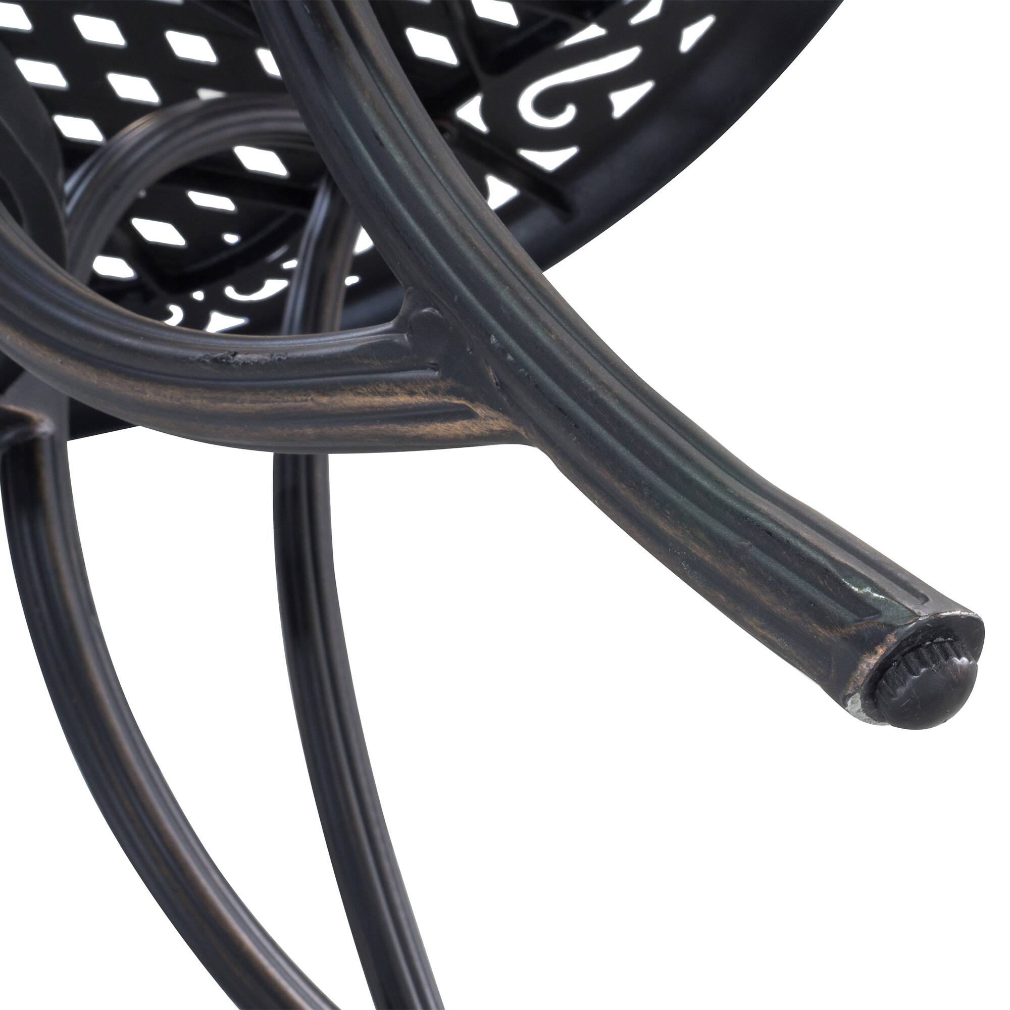 Back. Mondawe - Patio Outdoor Round Aluminum Dining Table - Black.