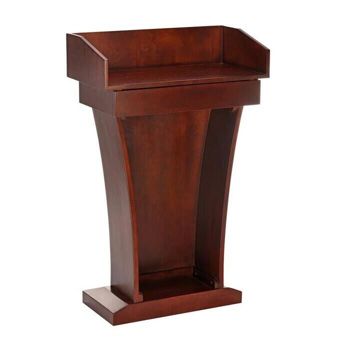 Front. AdirOffice - Podium Lectern, Wood Podium Presentation Lectern Stand with Drawer - Cherry.