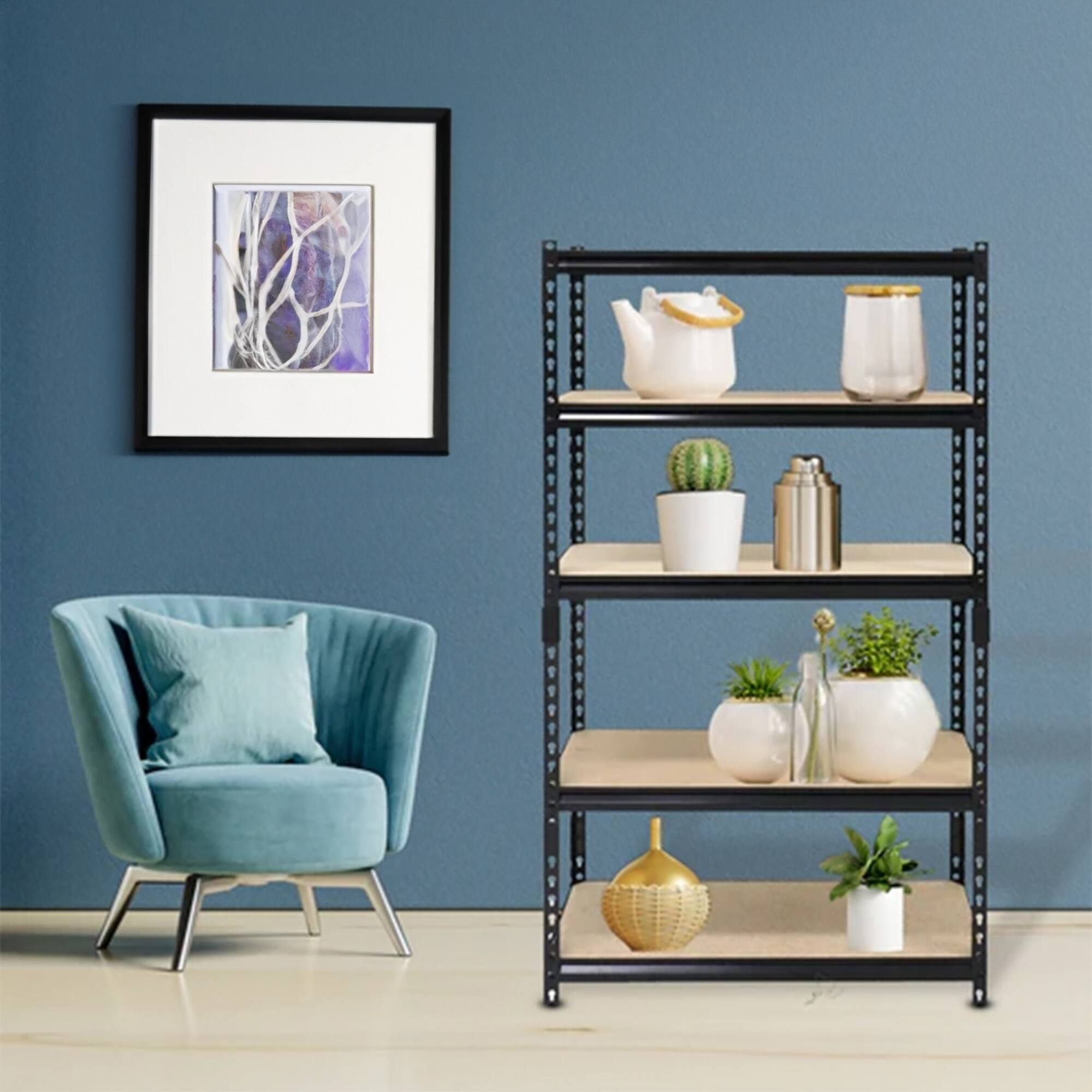 Alt View 3. Juggernaut Storage - Juggernaut Storage 18" x 72" 5 Shelf Steel Utility Shelving Storage Unit, Black - Black.