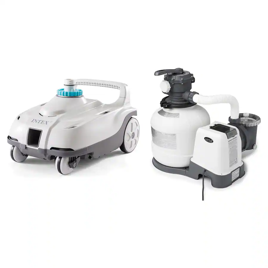 Intex Cleaners Intex ZX100 Automatic Pressure Side Pool Cleaner with Pool Sand Filter ...
