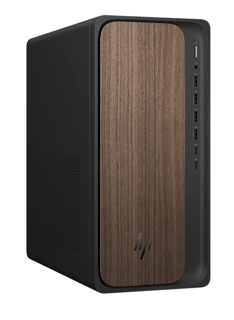 Alt View 1. HP - HP OmniDesk Desktop (Ultra 7-265, 8GB, 256GB PCIe SSD, Intel Graphics, Win 11 Home, ) - Dark Wood.