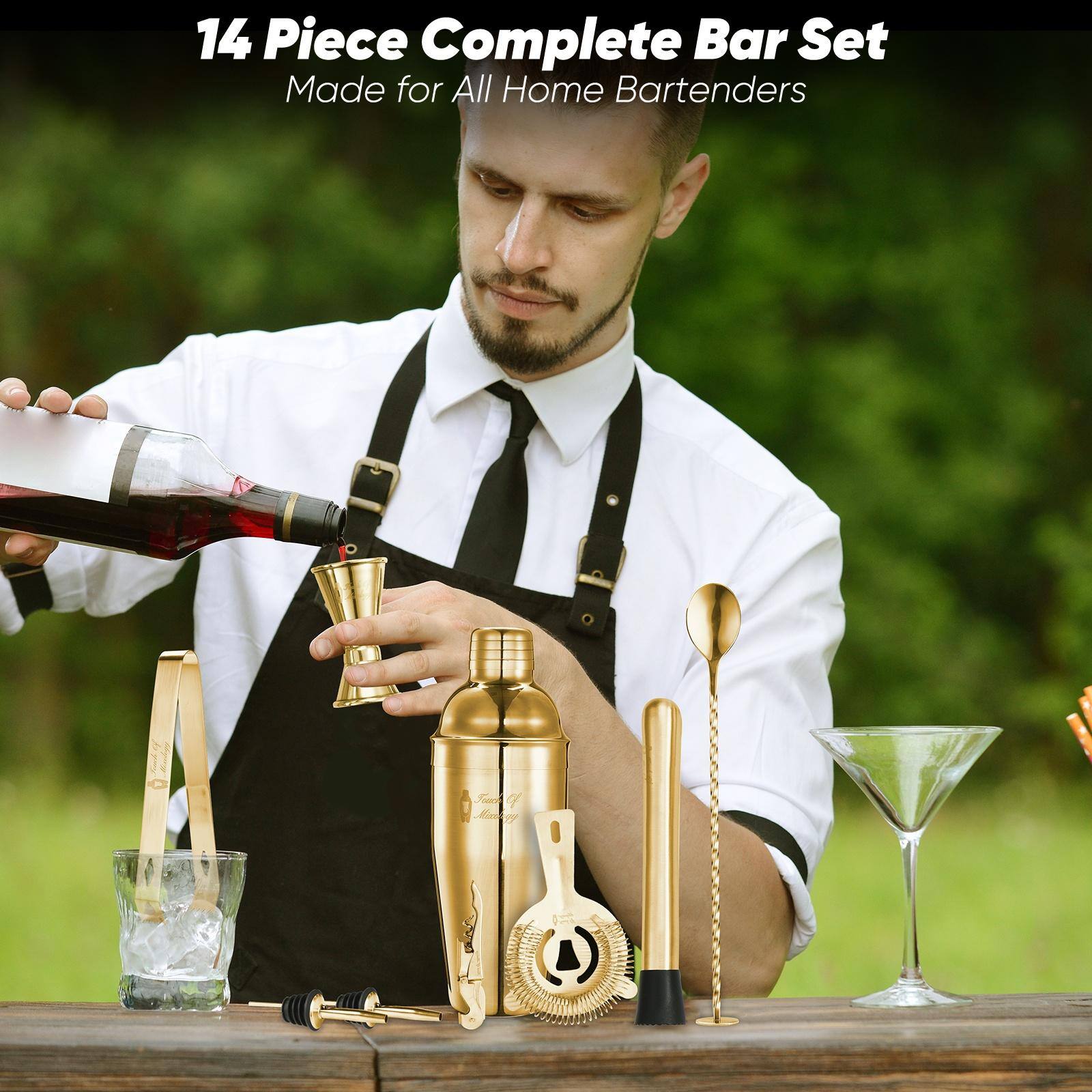 14 Piece Complete Bar Set  
Made for All Home Bartenders
