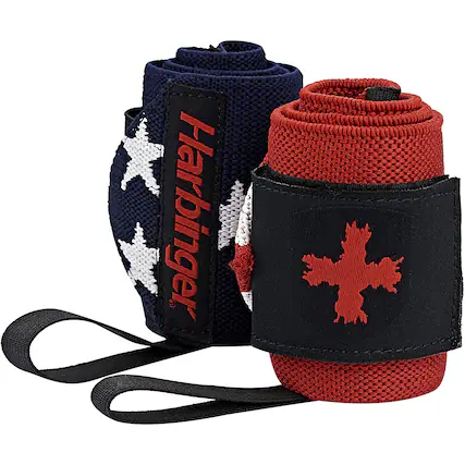 Front. Harbinger - Harbinger 18" Red Line Weight Lifting Wrist Wraps - Flag - Flag.