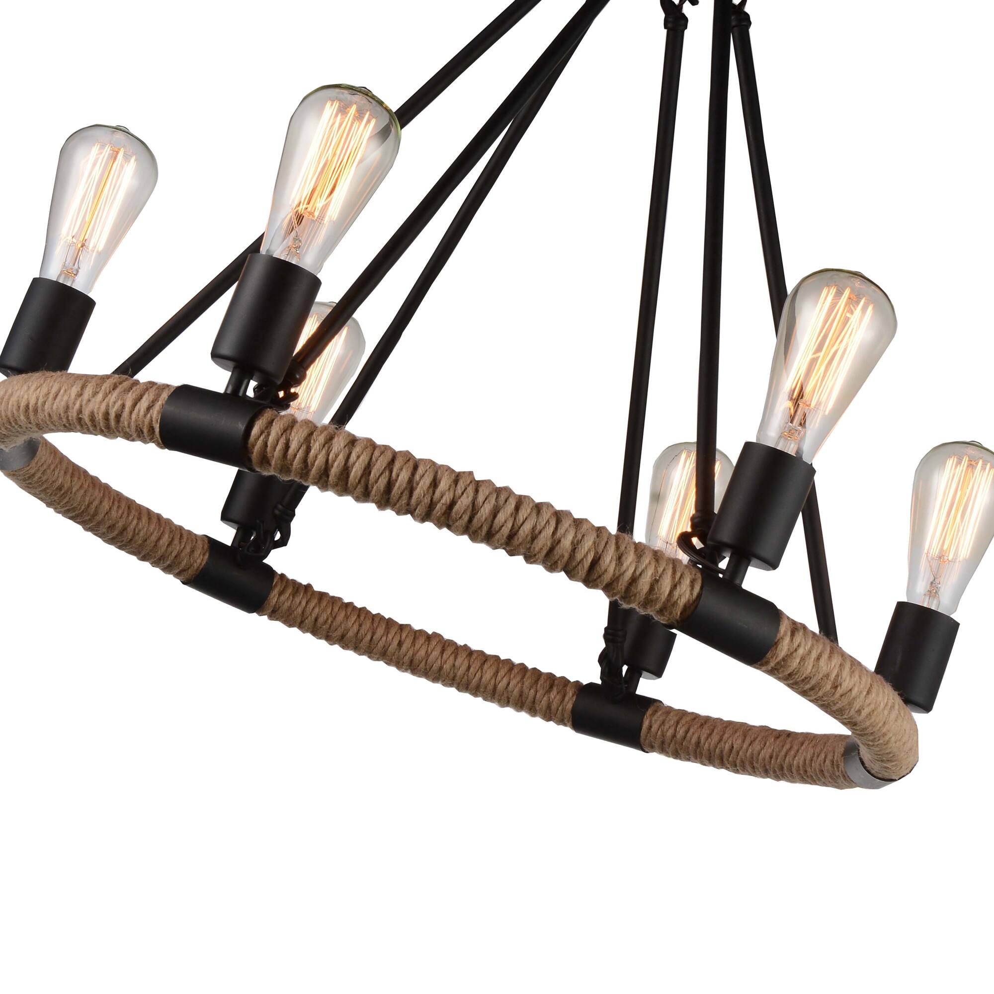Left. CWI Lighting - Ganges 6 Light Up Chandelier With Black Finish - Black.