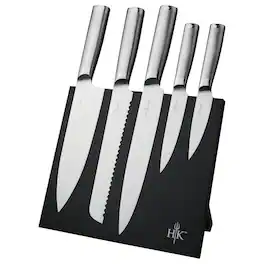 Hell's Kitchen - 6-Piece Stainless Steel Knives with Magnetic Board Set