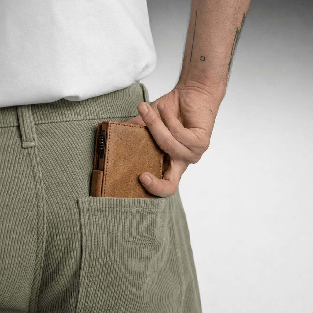 Angle. Sharper Image - Sharper Image Bifold Leather Wallet for Men w/ Pop Up Card Holder & RFID Blocking, 6 Card Slot & 6 Pockets, Brown - Brown.