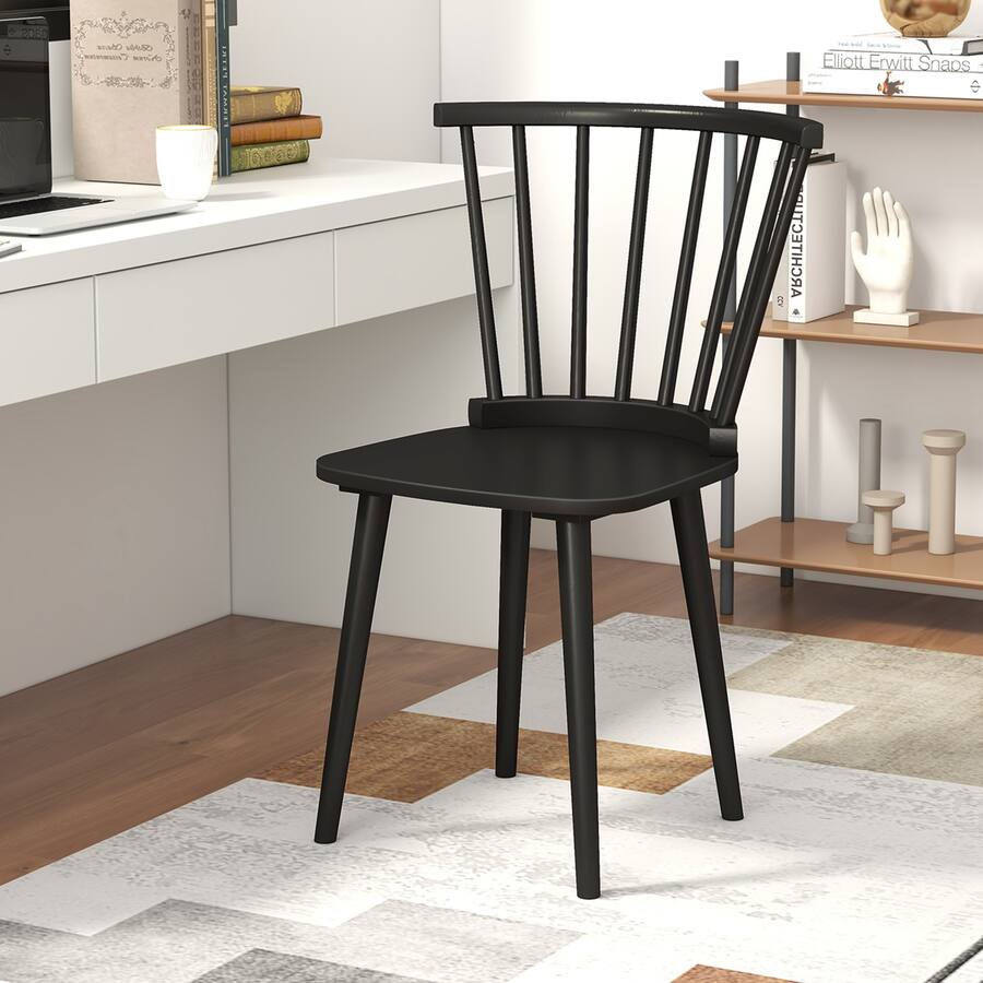 Costway Rubber Wood Windsor Dining Chairs Set of with Spindle