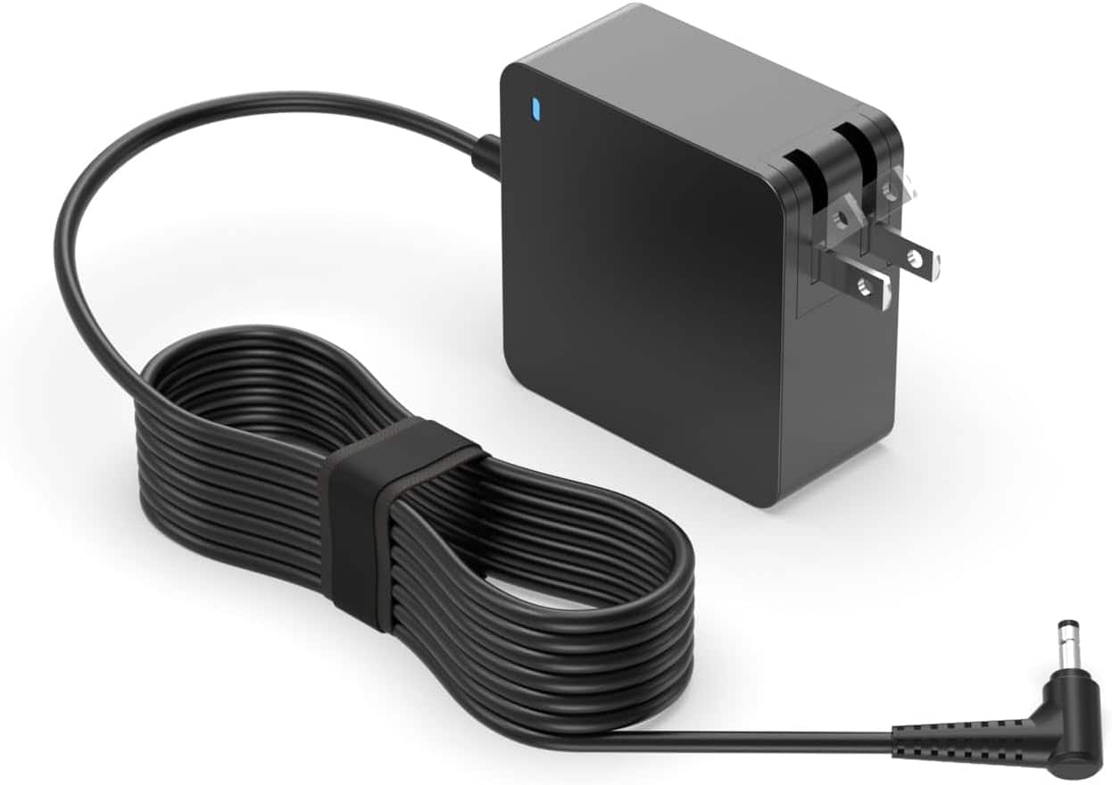 Core Tech - 65W Laptop Charger for Lenovo IdeaPad, Slim, Flex, Yoga and Chromebook with Foldable Plug and 7.5ft Cable - Black
